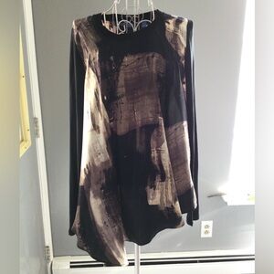 Simply Vera Wang women black and purple geometric Long Sleeve Shirt top New